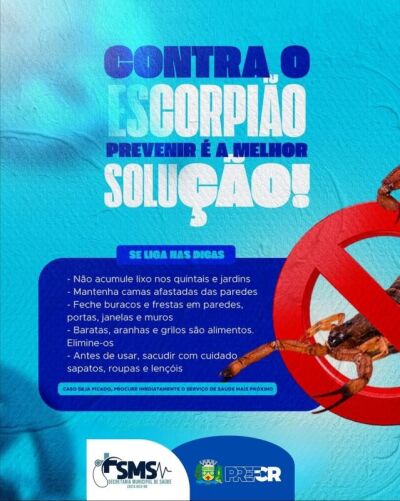 Imagem da notícia Prefeitura de Costa Rica emite alerta sobre perigo de escorpiões urbanos
